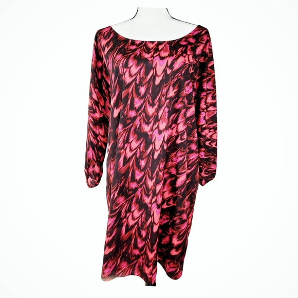 Express Dresses & Skirts - ❤SOLD❤️Express Red Black & Pink Sheath Cold Shoulder Dress 💖Exposed Back Zipper